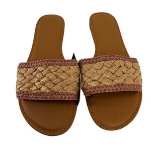 Universal Thread Rose Pink Woven Raffia Slide Sandals Womens Sz 8 Target
